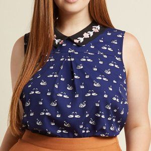 Modcloth Sleeveless Top with Embroidered Collar